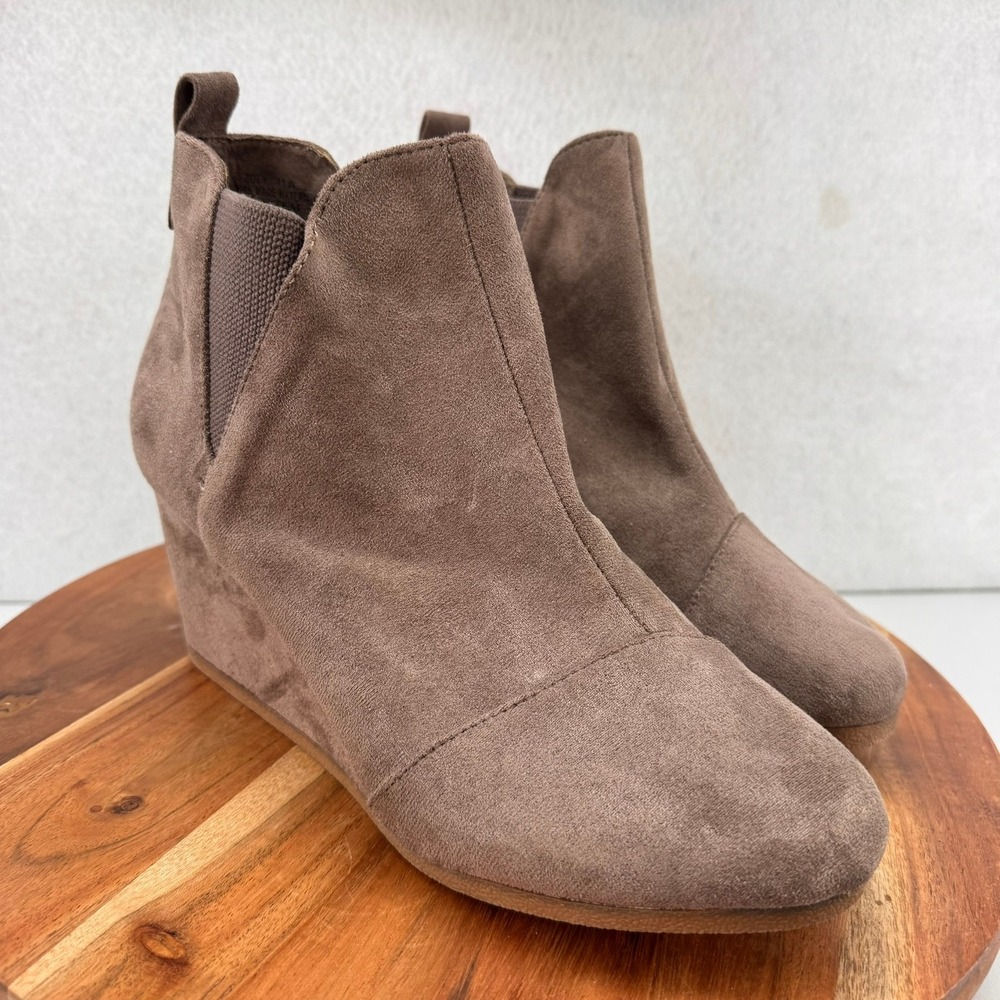 Dunes Wedge Heel Ankle‎ Booties Suede Comfort Slip On Casual Taupe 11W Fashion